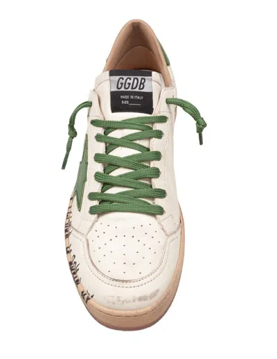 Golden Goose Ball Star Distressed Finish Leather Sneaker With Graffiti Print Shoes