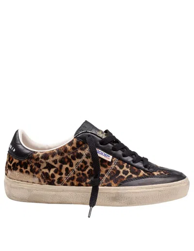 Golden Goose Soul Star Sneakers In Leopard-print Pony Skin With Black Nappa Leather Heel Tab And Ins
