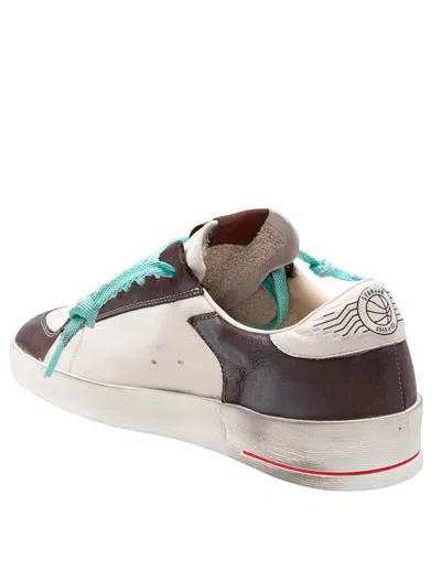 Golden Goose Stardan Two-tone Distressed Finish Leather Sneakers Shoes In Brown