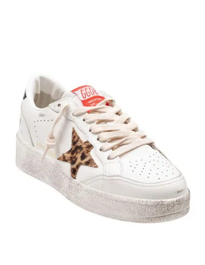 Golden Goose Leopard-print Leather Star Sneakers In White