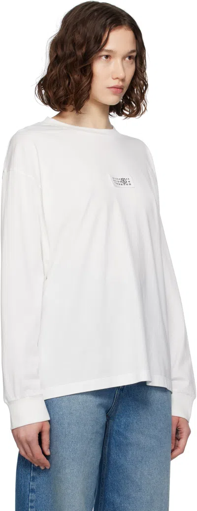 Mm6 Maison Margiela White Numeric Signature Long Sleeve T-shirt In White