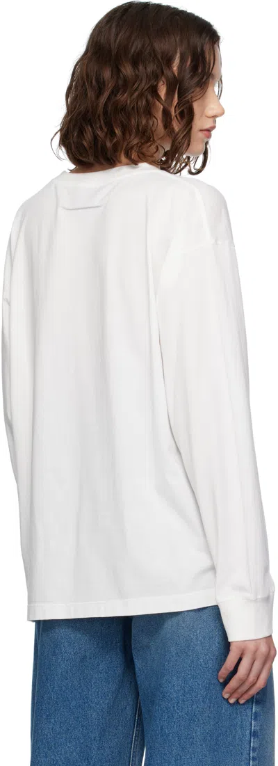 Mm6 Maison Margiela White Numeric Signature Long Sleeve T-shirt In White