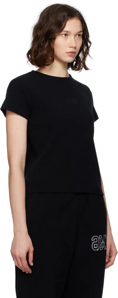 Mm6 Maison Margiela Black Ribbed T-shirt In Black