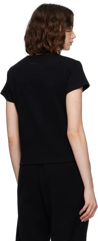 Mm6 Maison Margiela Black Ribbed T-shirt In Black