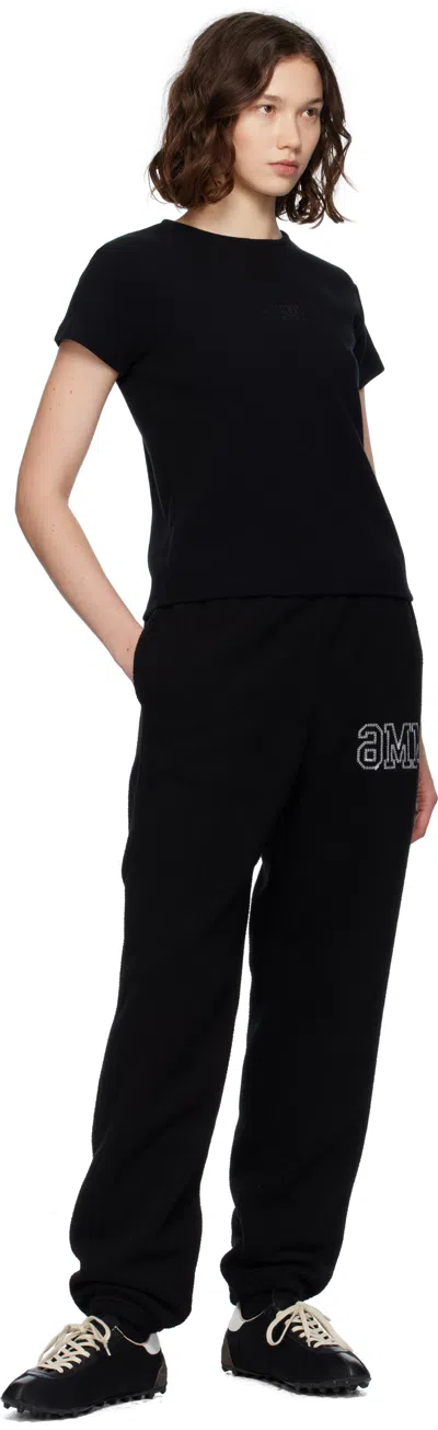 Mm6 Maison Margiela Black Ribbed T-shirt In Black