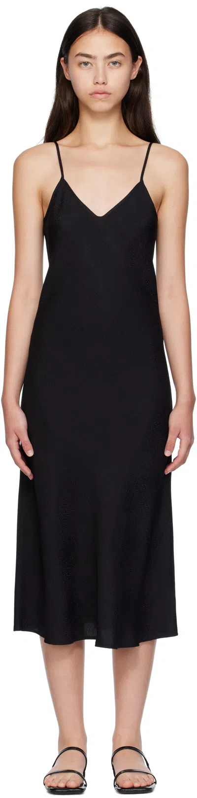 Silk Laundry Black 90s Midi Dress In Black