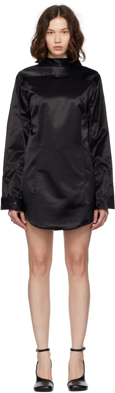 Mm6 Maison Margiela Black Satin Minidress