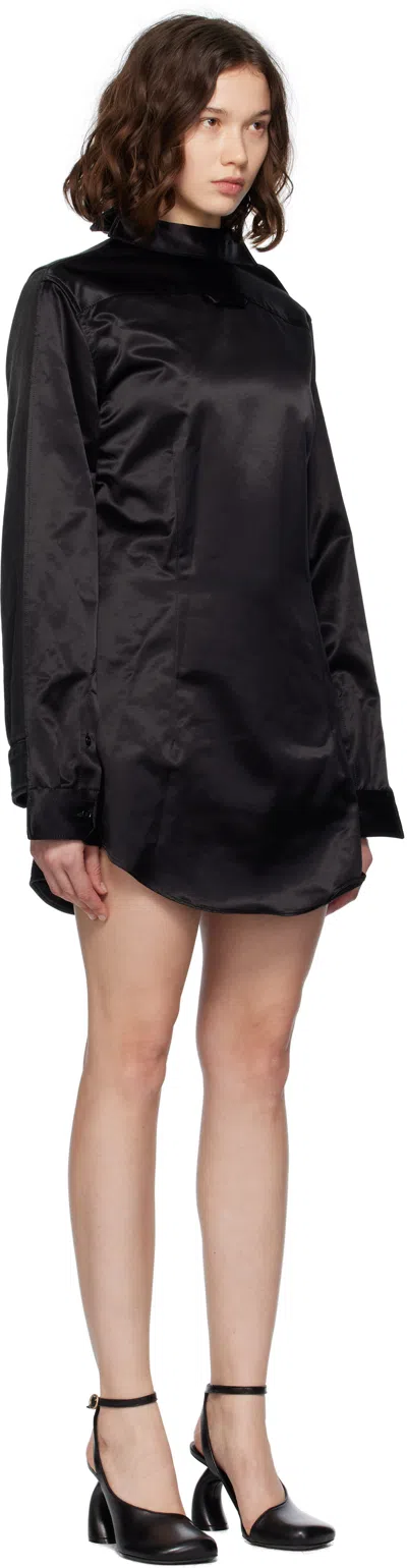 Mm6 Maison Margiela Black Satin Minidress