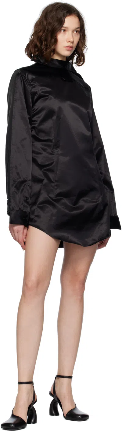 Mm6 Maison Margiela Black Satin Minidress