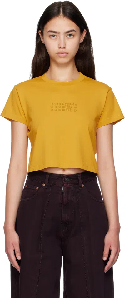 Mm6 Maison Margiela Cropped T-shirt In Yellow