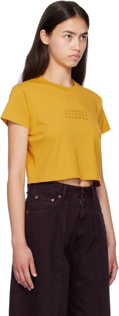Mm6 Maison Margiela Cropped T-shirt In Yellow
