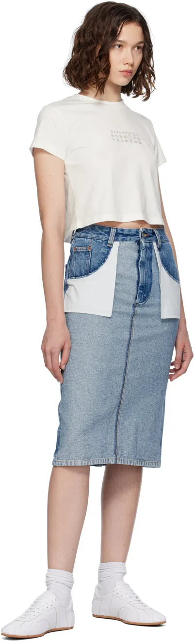 Mm6 Maison Margiela White Jersey Cropped Numeric Signature T-shirt