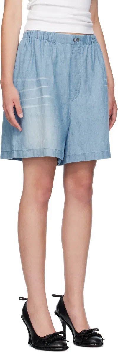 Acne Studios Blue Logo Stamp Shorts