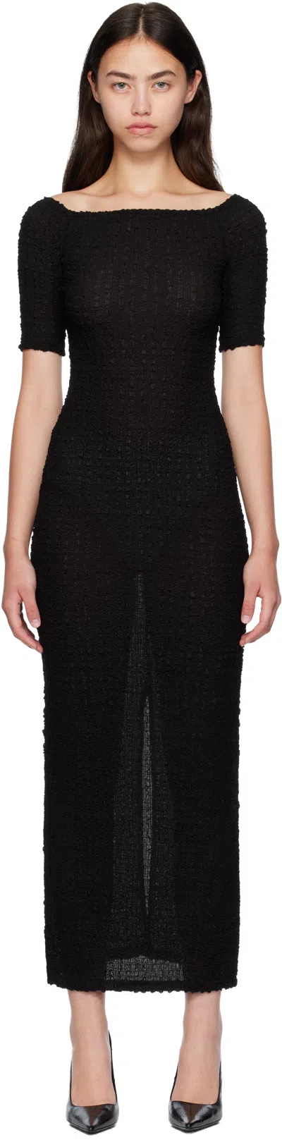 Silk Laundry Black Pebble Off The Shoulder Midi Dress In Black