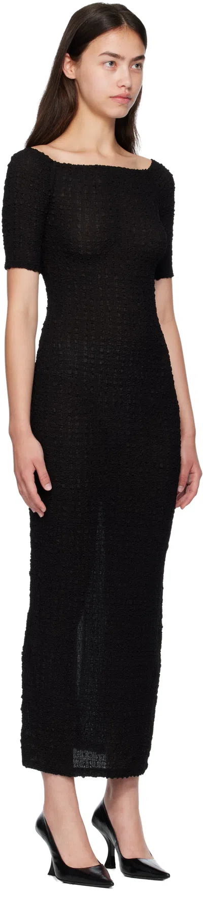 Silk Laundry Black Pebble Off The Shoulder Midi Dress In Black