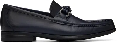 Ferragamo Navy Hardware Loafers In Black