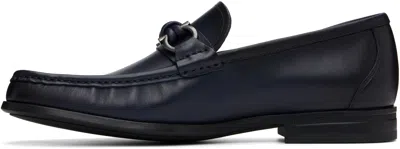 Ferragamo Navy Hardware Loafers In Black