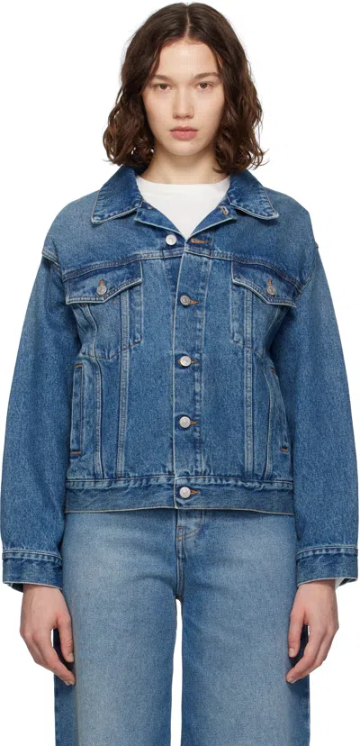 Mm6 Maison Margiela Blue Cutout Denim Jacket