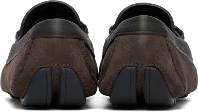 Ferragamo Brown Gancini Ornament Driver Loafers