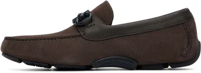 Ferragamo Brown Gancini Ornament Driver Loafers