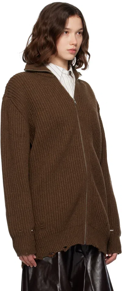 Mm6 Maison Margiela Brown Ribbed Knit Sweater