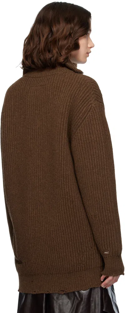 Mm6 Maison Margiela Brown Ribbed Knit Sweater