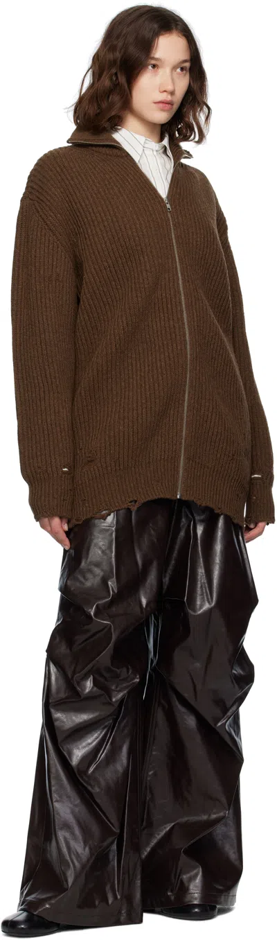 Mm6 Maison Margiela Brown Ribbed Knit Sweater