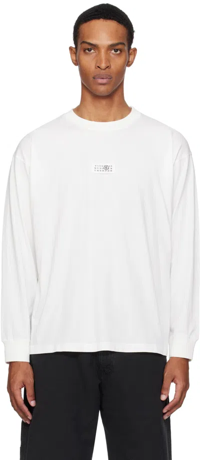 Mm6 Maison Margiela Numbers Motif-patch Long-sleeve T-shirt In White