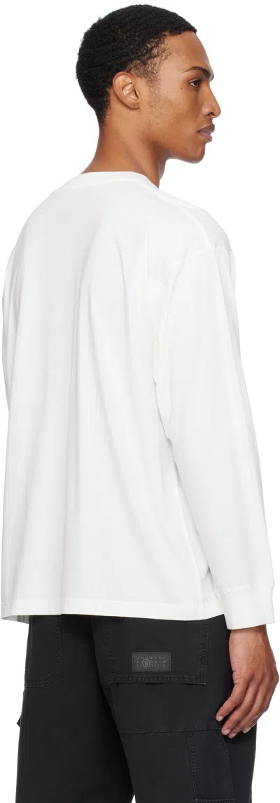 Mm6 Maison Margiela Numbers Motif-patch Long-sleeve T-shirt In White