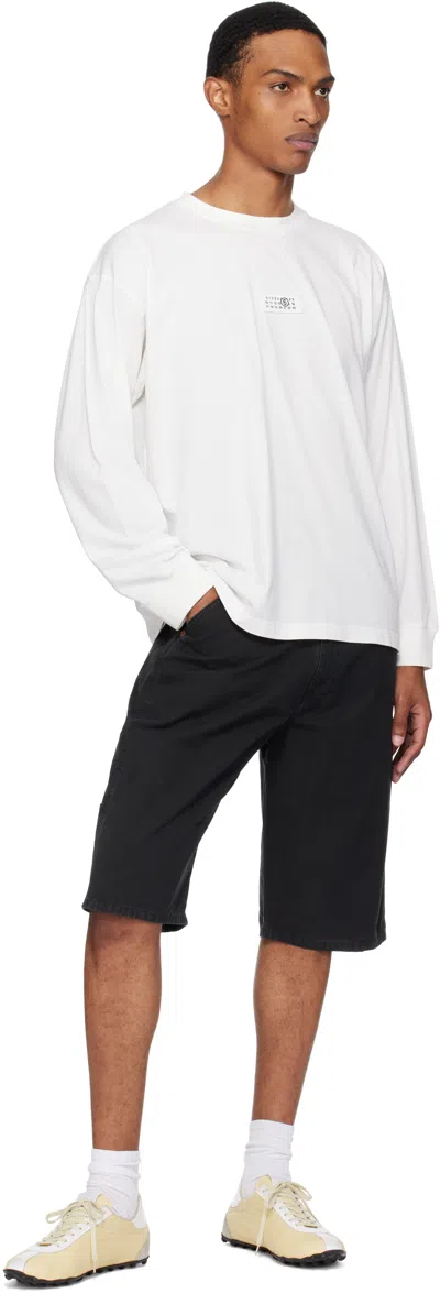 Mm6 Maison Margiela Numbers Motif-patch Long-sleeve T-shirt In White