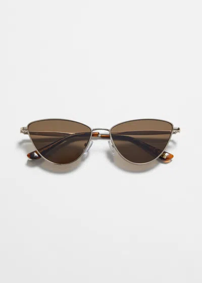 & Other Stories Wire-frame Cat Eye Sunglasses In Brown