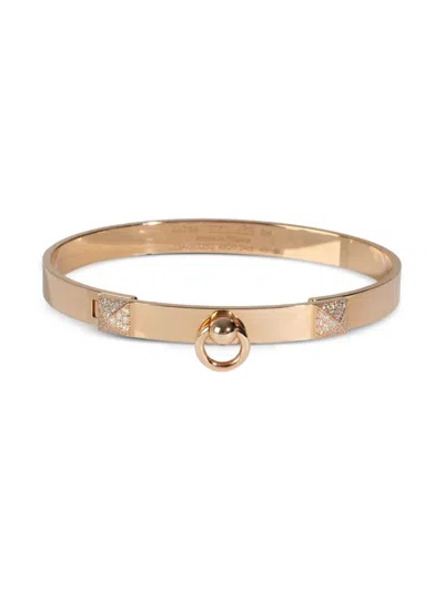 Pre-owned Hermes 18k Rose Gold Collier De Chien Bracelet
