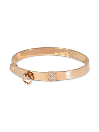 Pre-owned Hermes 18k Rose Gold Collier De Chien Bracelet