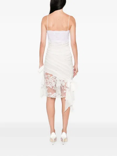 Alessandra Rich Draped Lace Mini Dress - Women's - Silk/cotton/polyamide In White