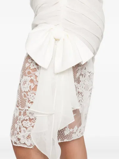 Alessandra Rich Draped Lace Mini Dress - Women's - Silk/cotton/polyamide In White