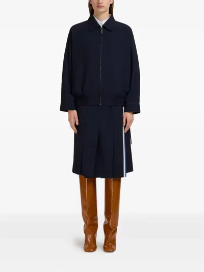 Marni Zip-up Bomber Jacket In Blue