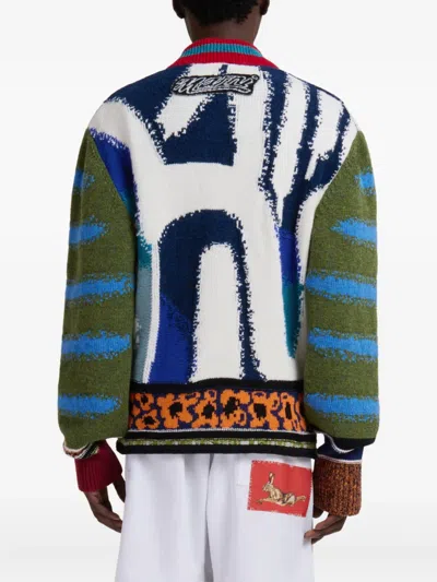 Marni Graphic-knitted Cardigan In Multi