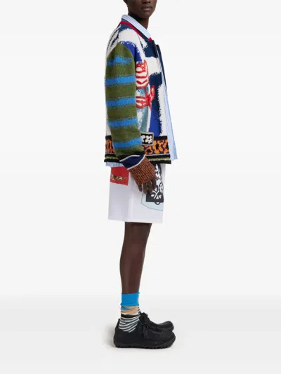 Marni Graphic-knitted Cardigan In Multi