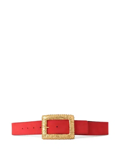 Pre-owned Saint Laurent Love Suede Belt In Red