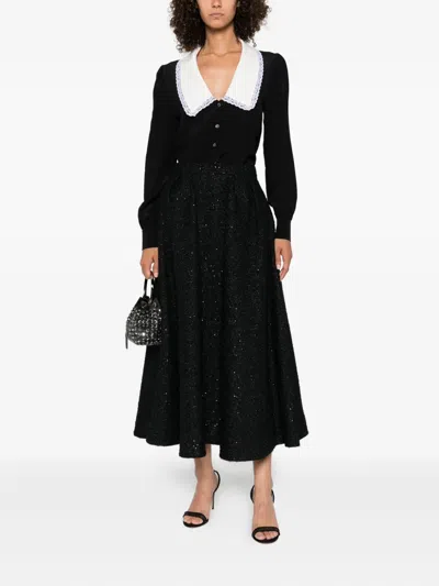 Alessandra Rich Lace-trimmed Collar Blouse In Black