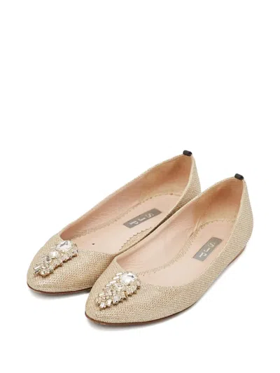 Pre-owned Sjp By Sarah Jessica Parker Glitter Crystal Ballet Flats