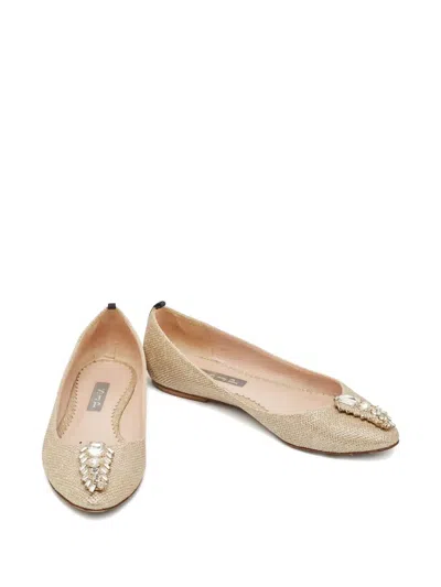 Pre-owned Sjp By Sarah Jessica Parker Glitter Crystal Ballet Flats