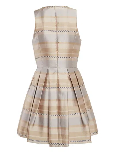 Pre-owned Armani Exchange Pleated Stripe Dress In Sand