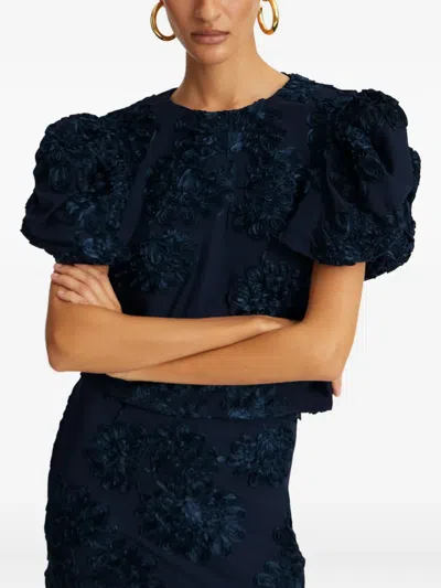 Rotate Birger Christensen 3d Floral-mesh Mini Skirt In Blue