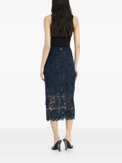Rotate Birger Christensen Floral-lace Midi Skirt In Blue