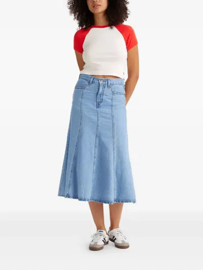 Levi's Panelled Denim Midi Skirt In Blue