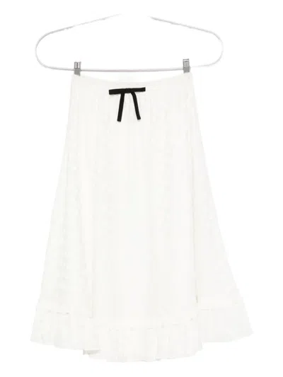 Alessandra Rich Floral-jacquard Midi Skirt In White