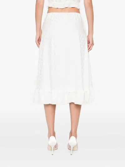 Alessandra Rich Floral-jacquard Midi Skirt In White