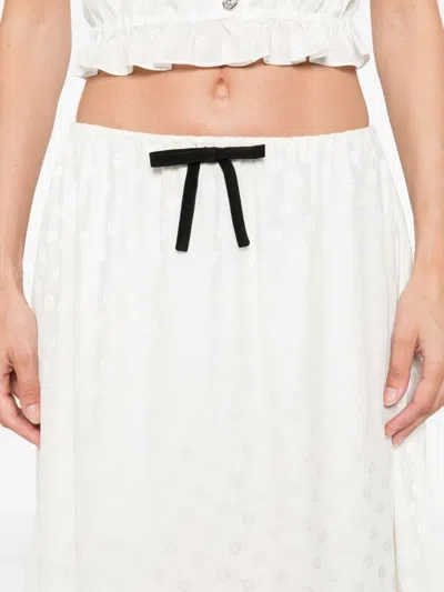 Alessandra Rich Floral-jacquard Midi Skirt In White