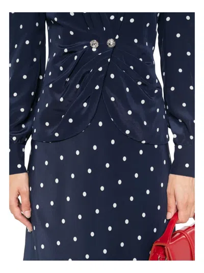 Alessandra Rich Polka Dot-print Midi Dress In Blue